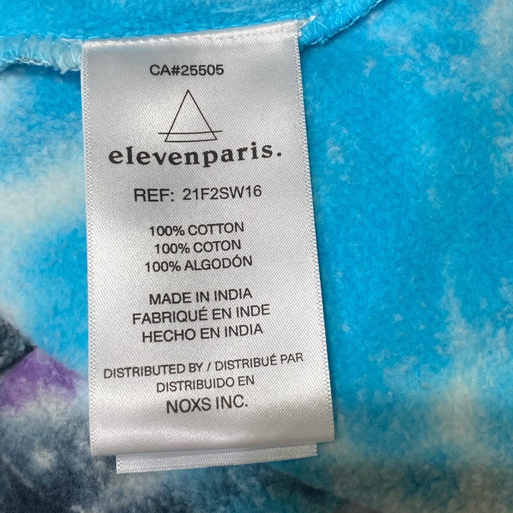 Elevenparis Pullover Hoodie M Multicolor Tie Dye Blue 100% Cotton  NWT - Picture 3 of 10